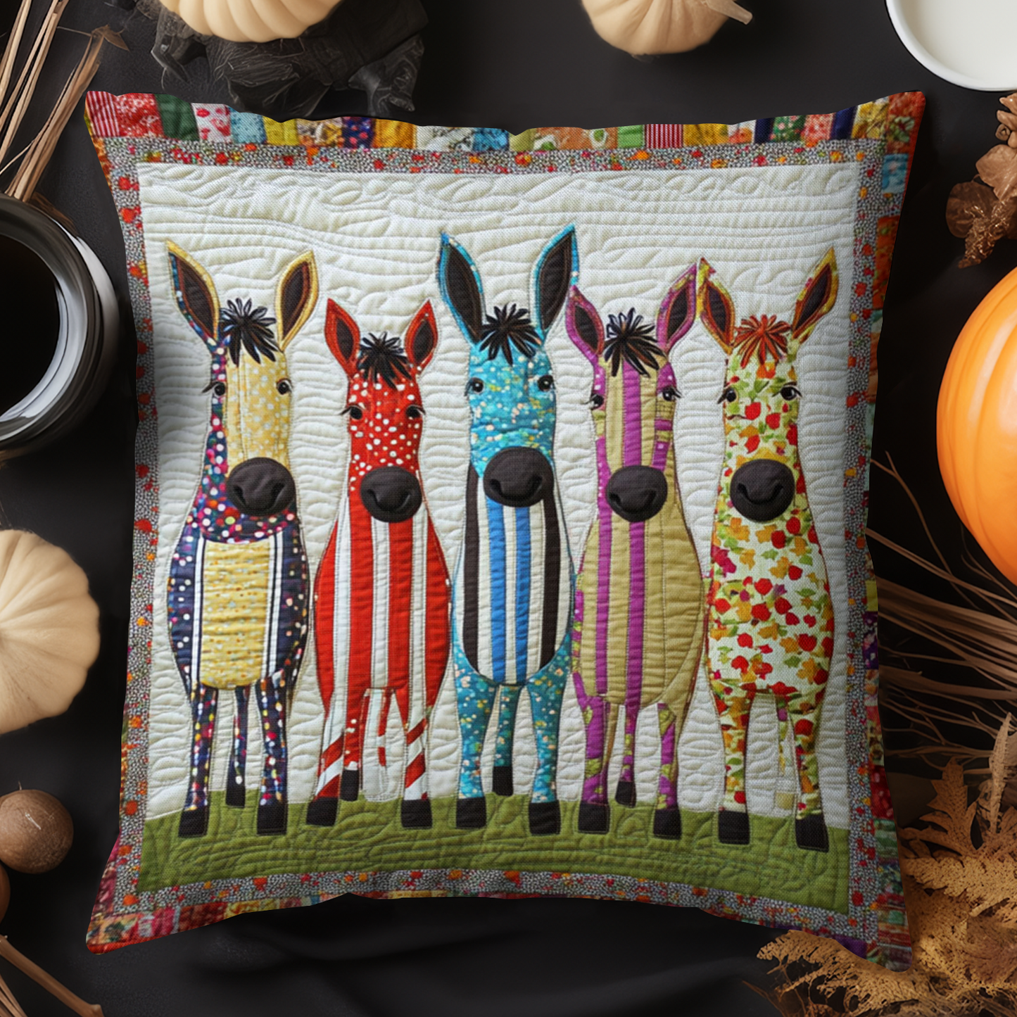 Playful Ponies Quilted Pillow Case NCU0NT5085