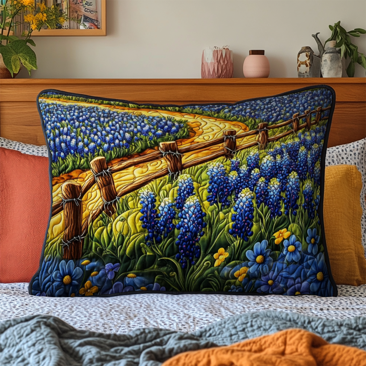 Bluebonnet Trail Quilted Bedding Pillow Case NCU0NT6031