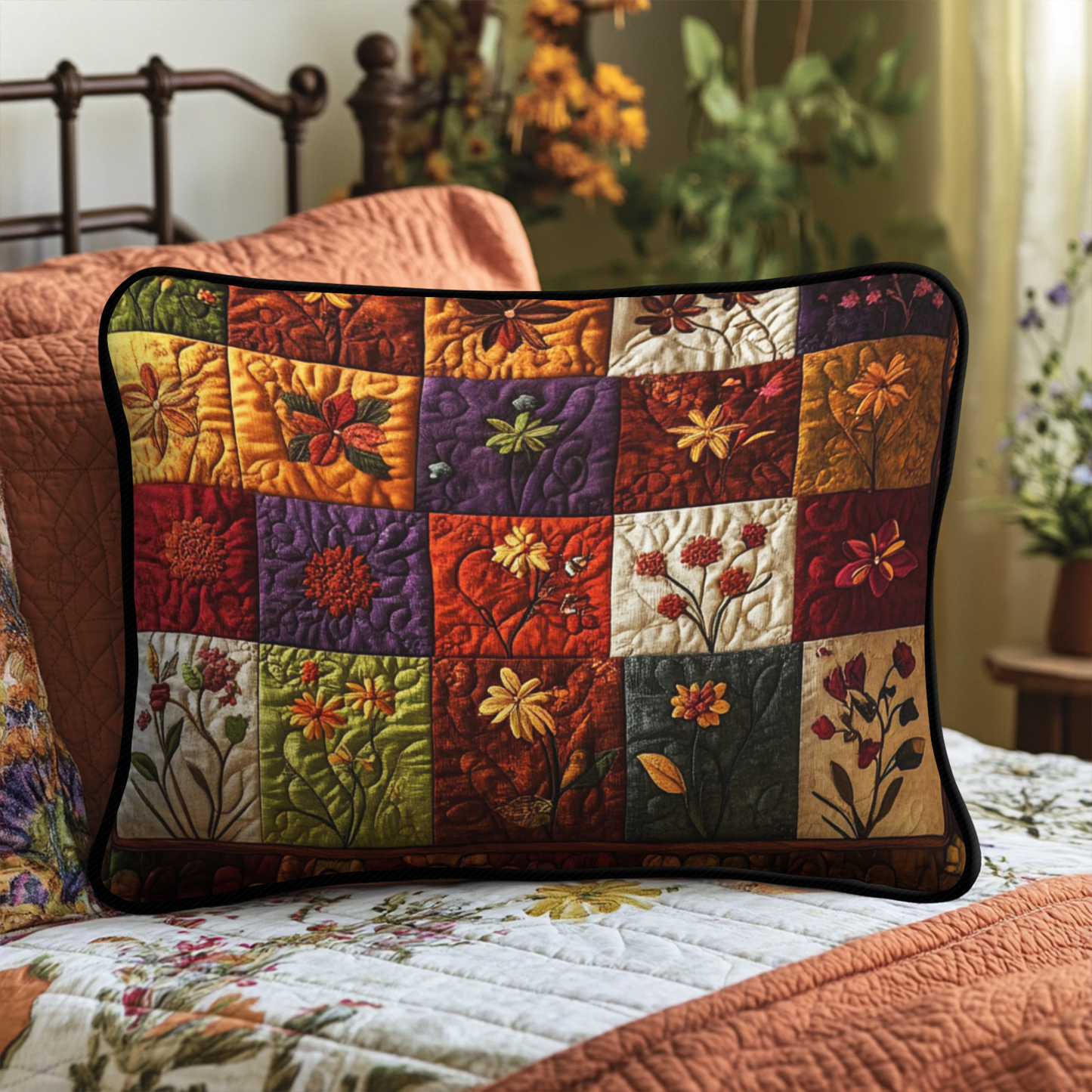 Autumn Floral Quilted Bedding Pillow Case NCU0NT4521