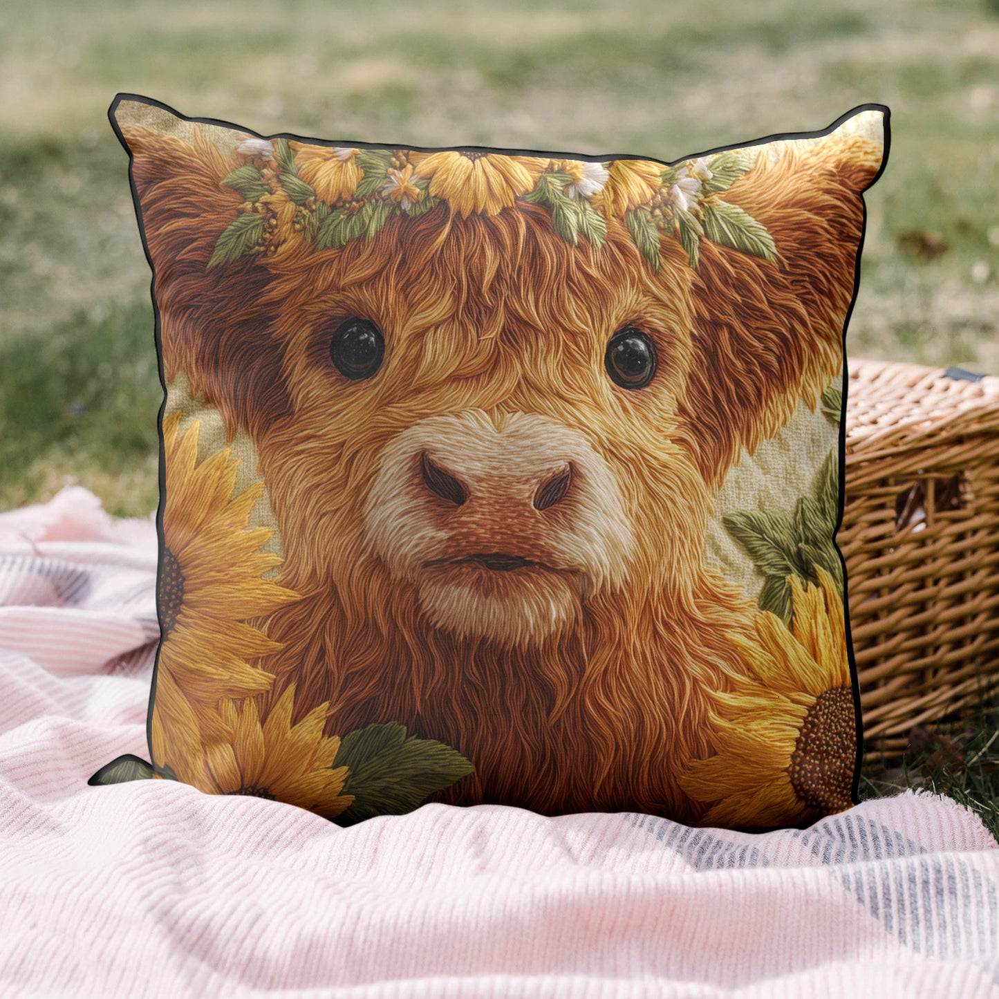 Cute Highland Cow Quilted Pillow Case NCU0TH2895