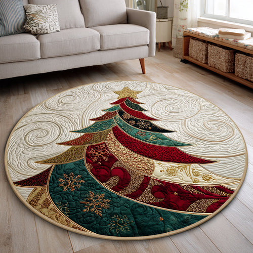 Abstract Christmas Tree Quilted Round Mat NCU0HH265