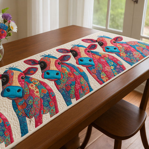 Abstract Cow Quilted Table Runner NCU0NT6539