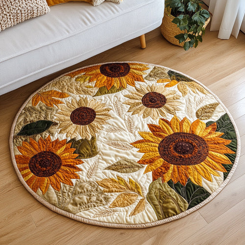 Abundant Sunflowers Quilted Round Mat NCU0HH041