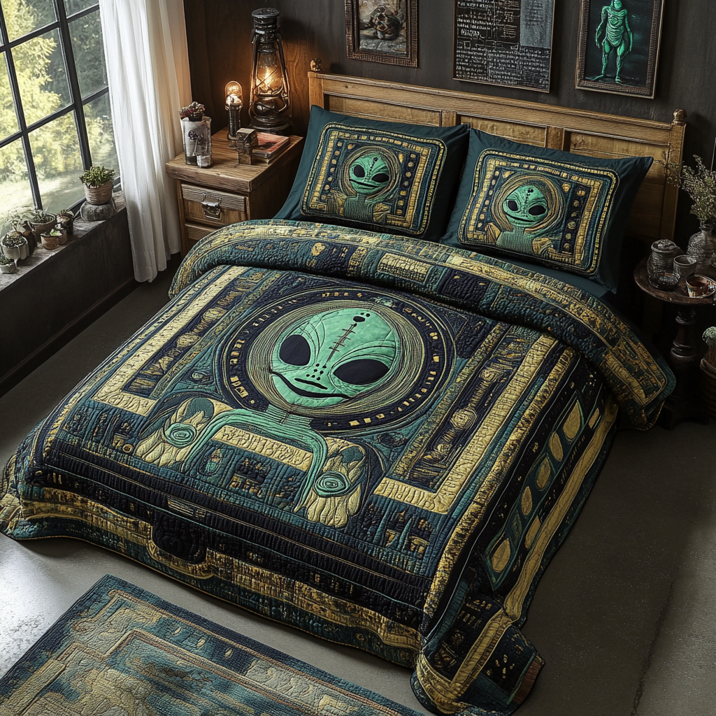 Alien 3-Piece Quilted Bedding Set NCU0DV2674