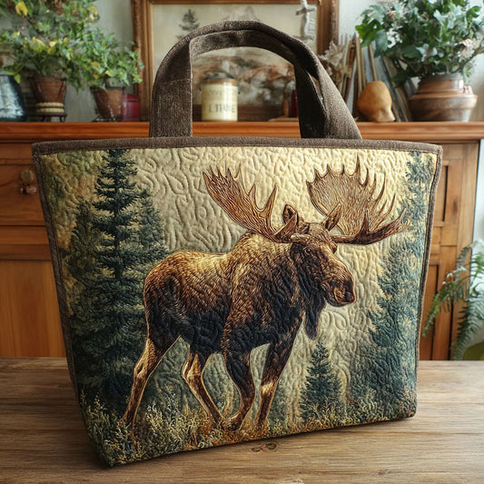 Alpine Moose Quilted Tote Bag NCU0PT8710