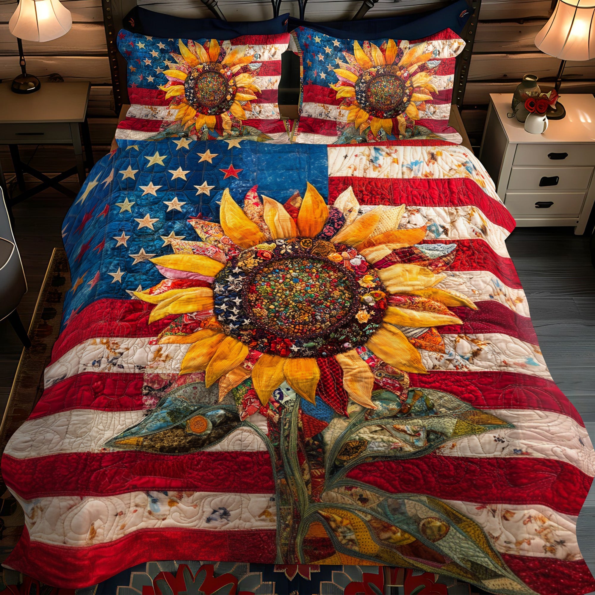 American Blossom 3-Piece Quilted Bedding Set NCU0NT3482 – Vantique