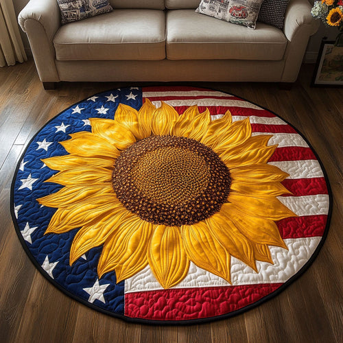 American Sunflower Quilted Round Mat NCU0NT6610