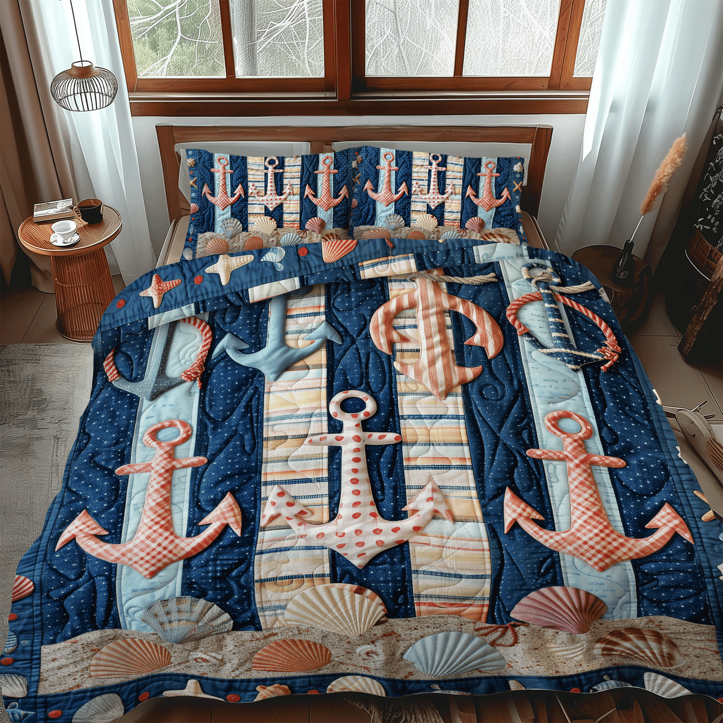 Anchored Bliss 3-Piece Quilted Bedding Set NCU0TH1228
