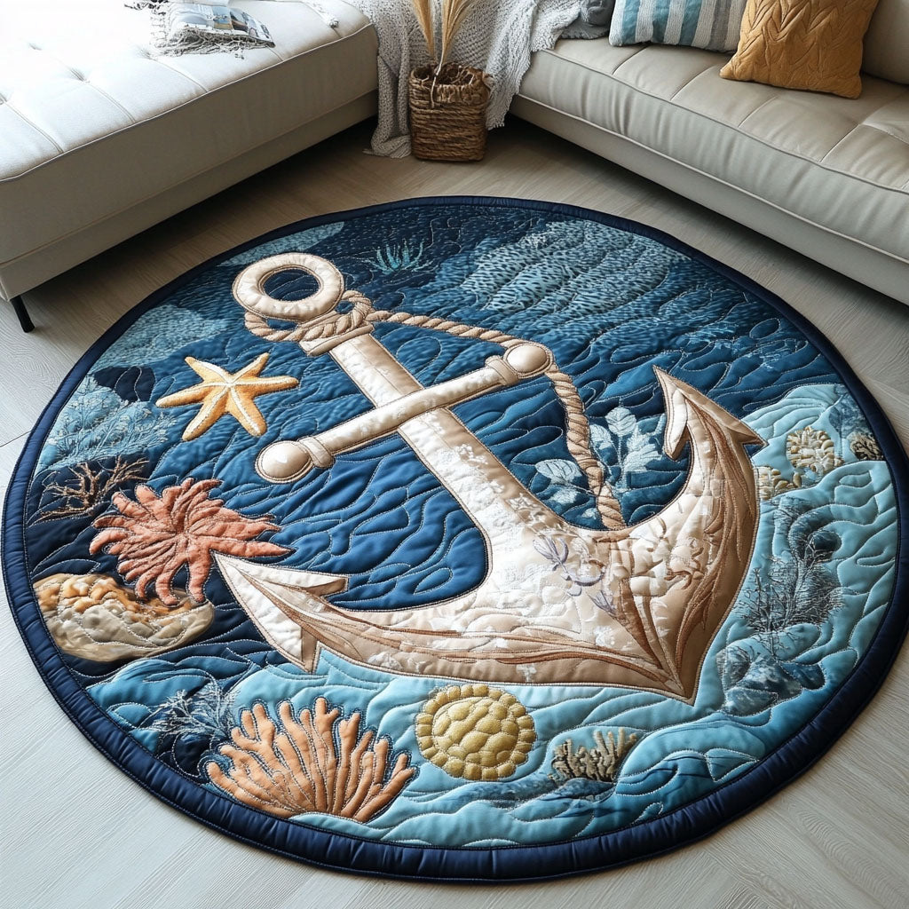 Anchored by the Sea Quilted Round Mat NCU0PT5814