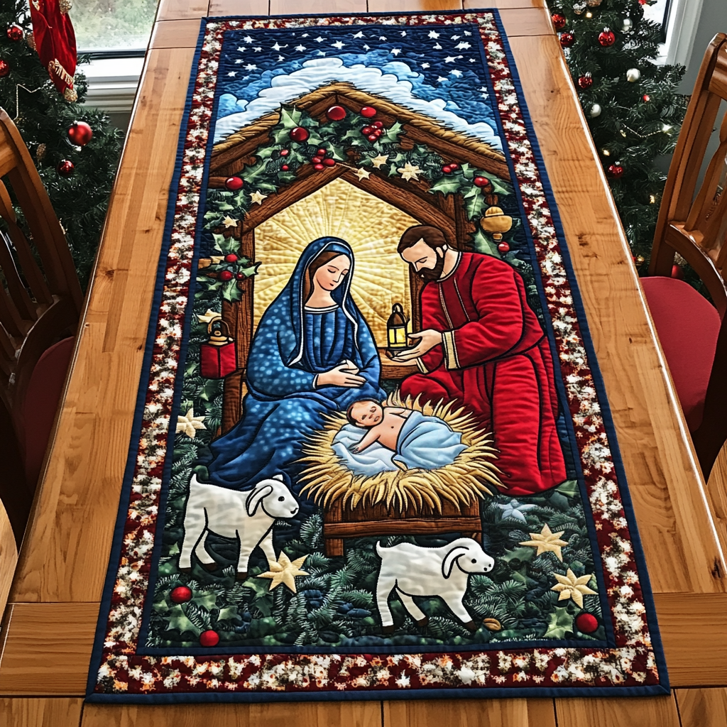 Noel Tree Lights Quilted Table Runner NCU0PTT1366 main image 0