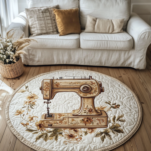 Artistic Sewing Machine Quilted Round Mat NCU0DK7846