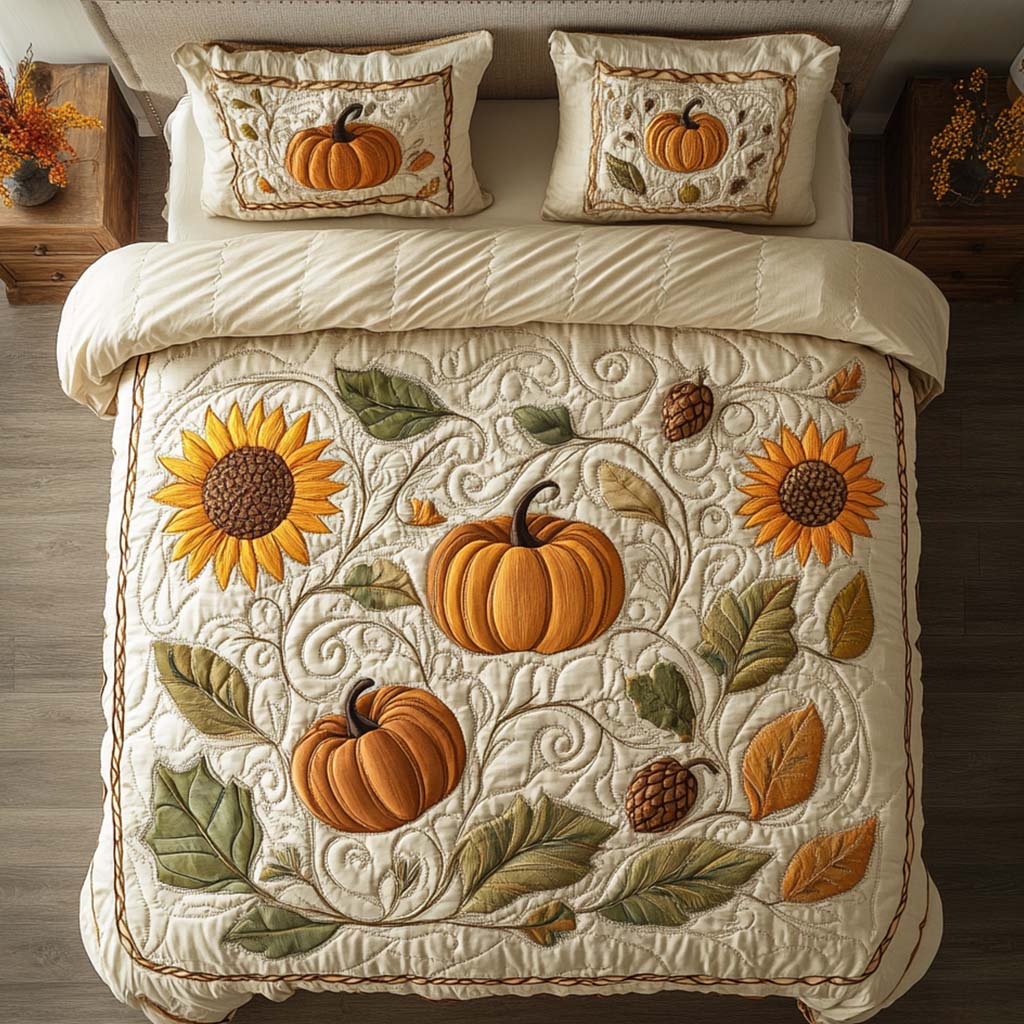 Autumn Blossom Joy 3-Piece Quilted Bedding Set NCU0NNT931
