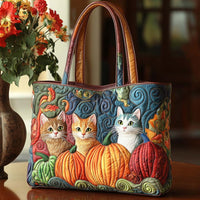 Autumn Cat Charm Quilted Tote Bag NCU0NT8741