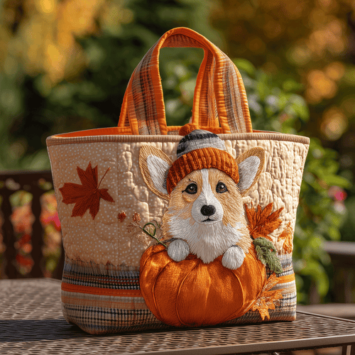 Autumn Corgi Parade Quilted Tote Bag NCU0TH2774
