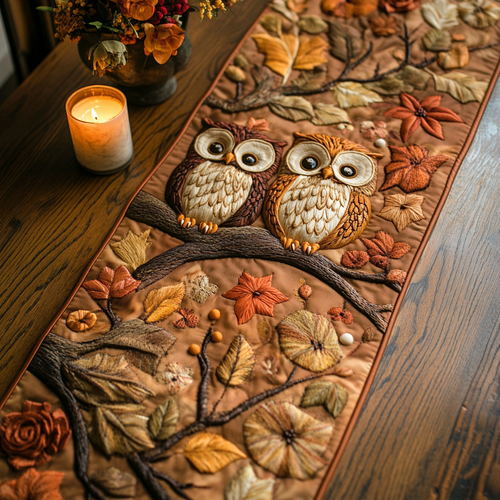 Autumn Owls Quilted Table Runner NCU0VH3150