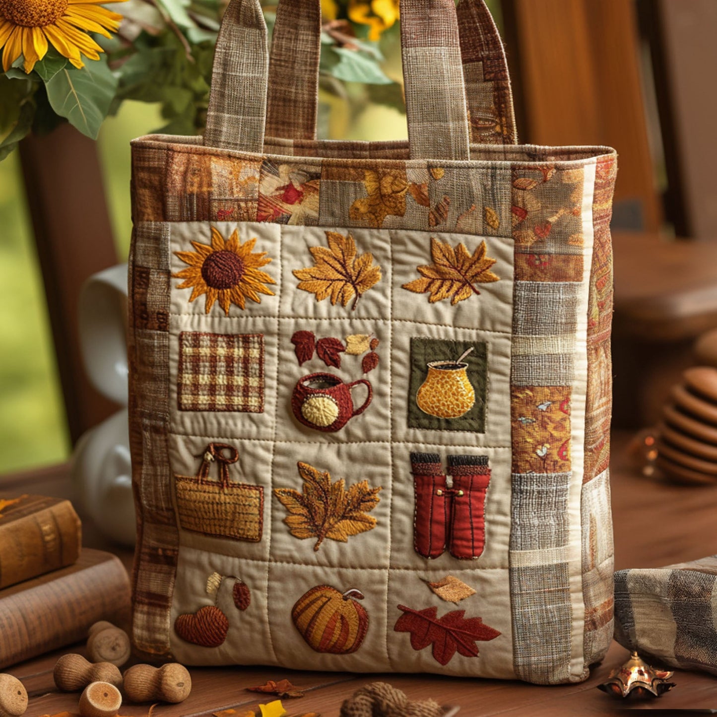 Autumn Pathways Quilted Tote Bag NCU0PT7897