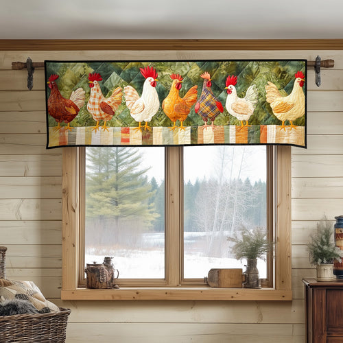 Autumn Plaid Chickens Quilted Valance NCU0NT5170