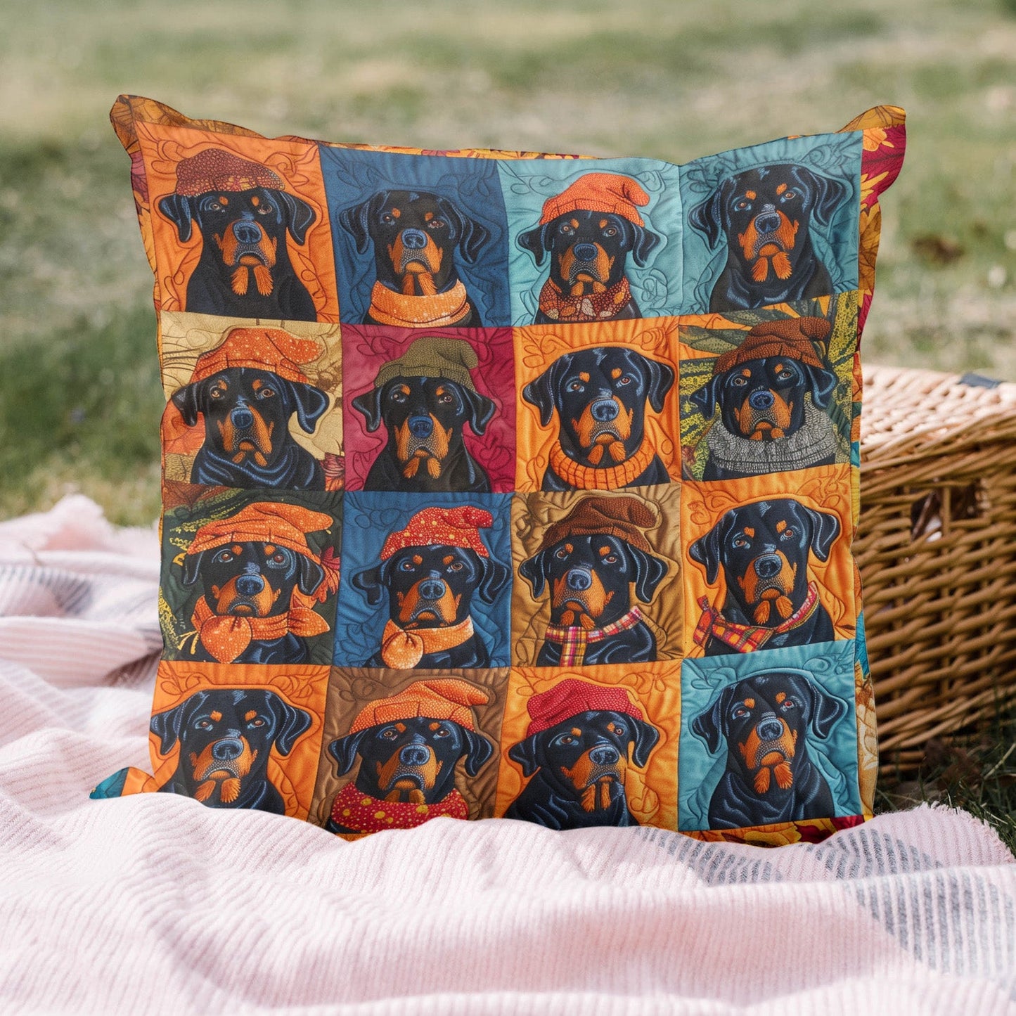 Autumn Rottweiler Retreat Quilted Pillow Case NCU0PT416