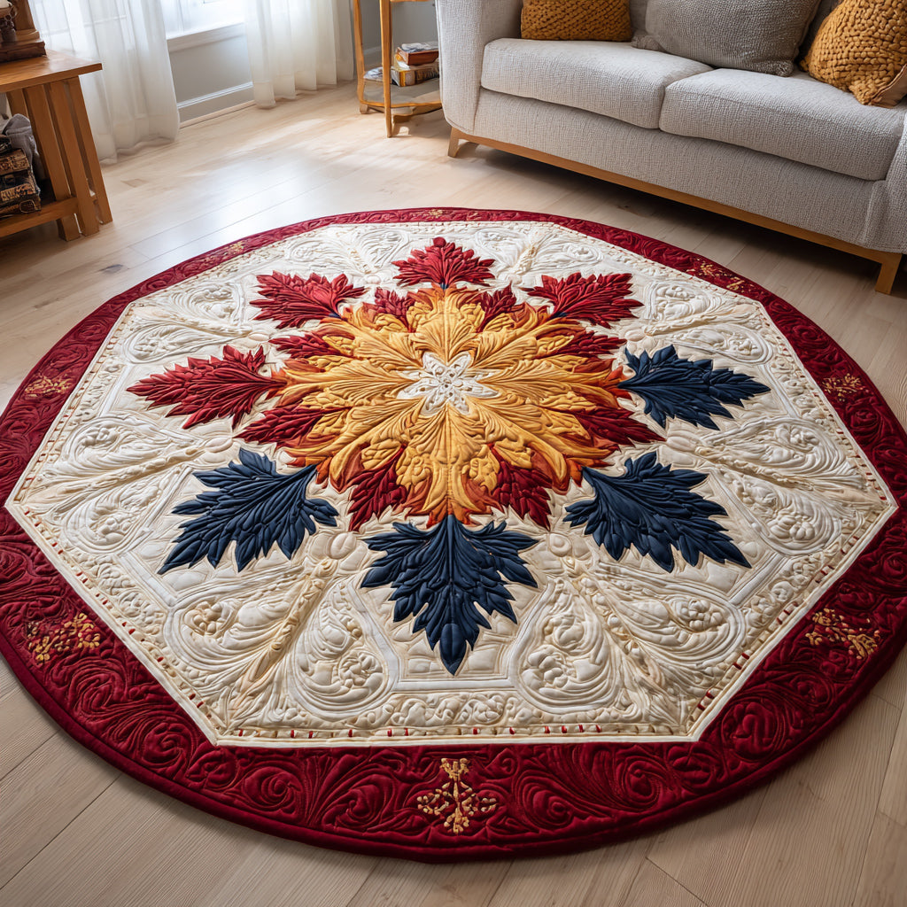 Autumn Snowflake Radiance Quilted Round Mat NCU0HH413