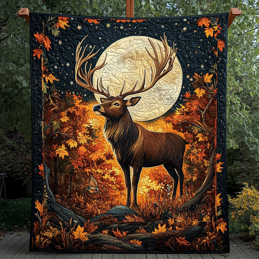 Autumn Stag Quilted Blanket NCU0VH636