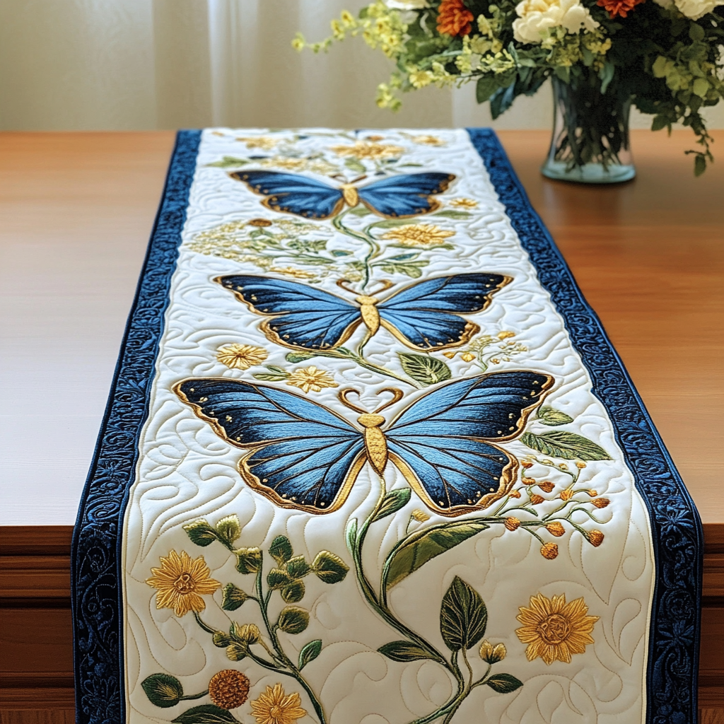 Azure Charm Quilted Table Runner NCU0VL1129 – Vantique