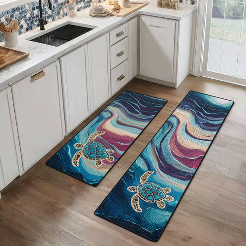 Azure Sea Turtle Kitchen Area Rug NCU0PT10006