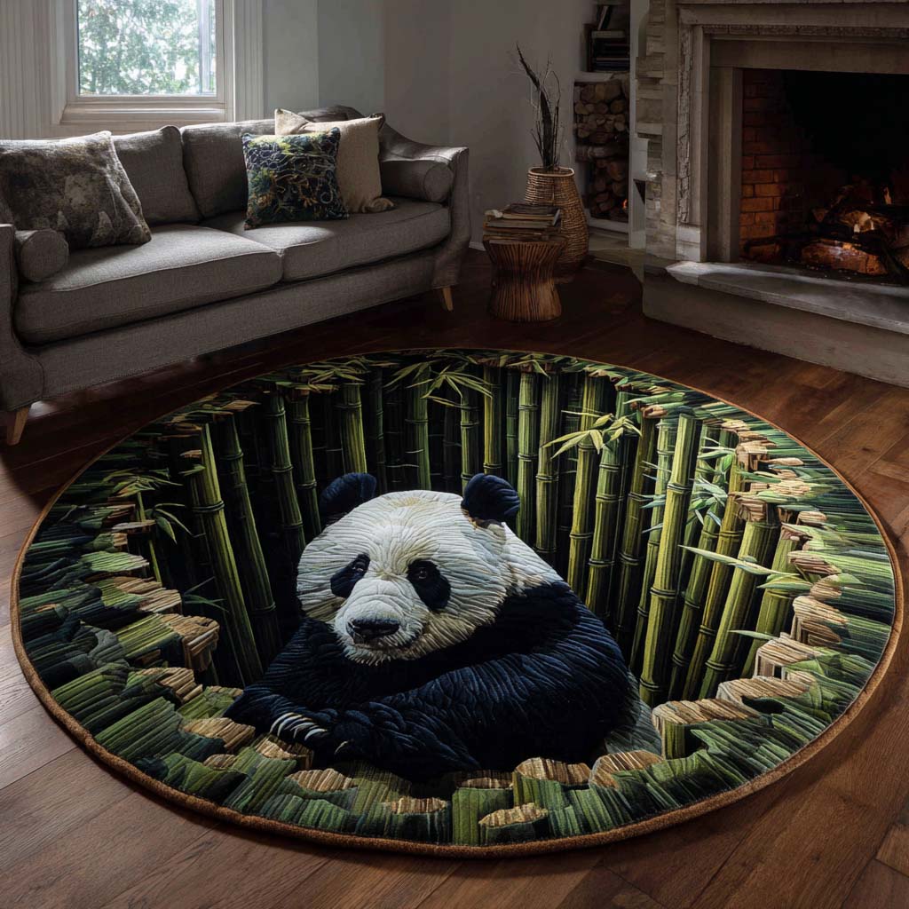 Bamboo Panda Quilted Round Mat NCU0XD1082