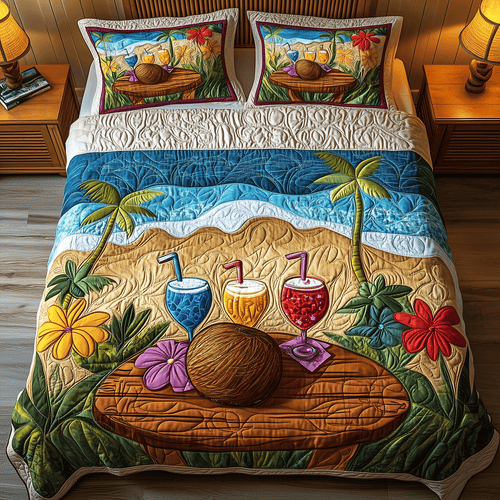 Beach Cocktail Bliss Quilted Bedding Set NCU0TH2654