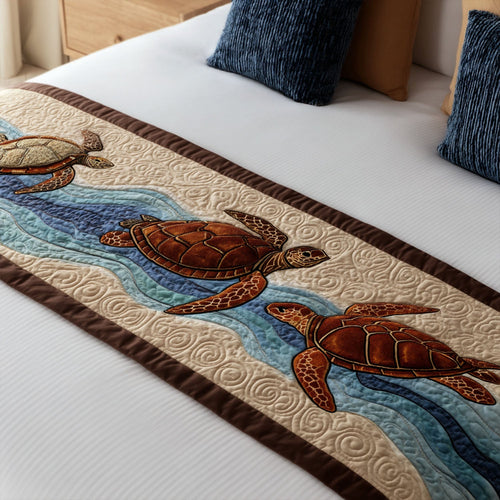 Beachcomber Turtle Quilted Bed Runner NCU0PT8242