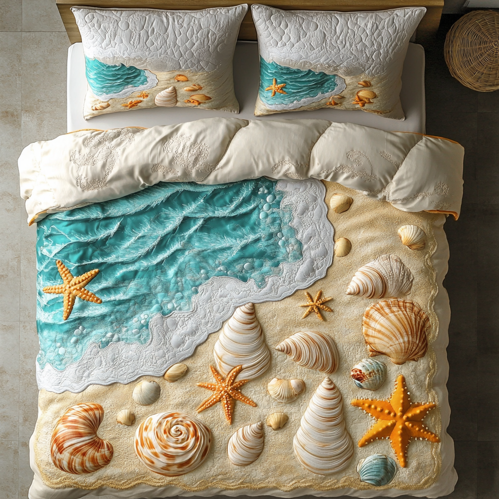 Seaside Delight 3-Piece Quilted Bedding Set NCU0NVH697