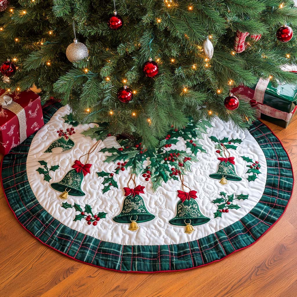 Bells Ringing Christmas Quilted Tree Skirt NCU0NT10492