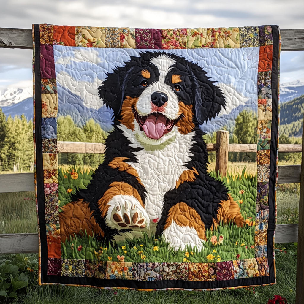 Happy Bernese Mountain Dog Quilted Blanket GFTOTP4861 main image 0