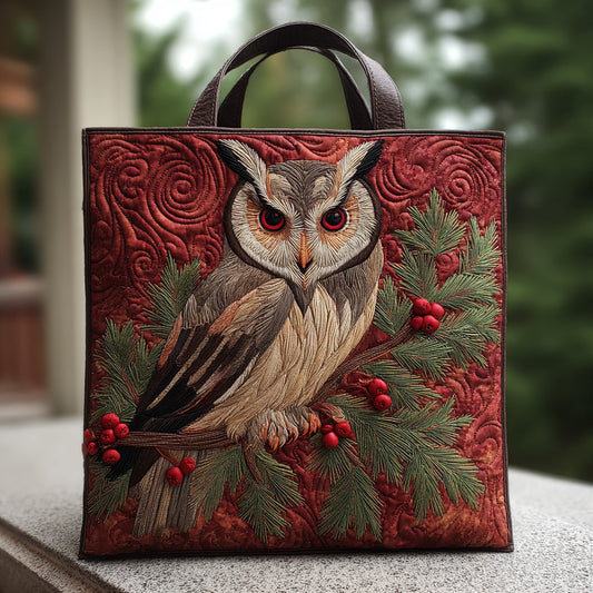 Berry Branch Owl Quilted Tote Bag NCU0HH191
