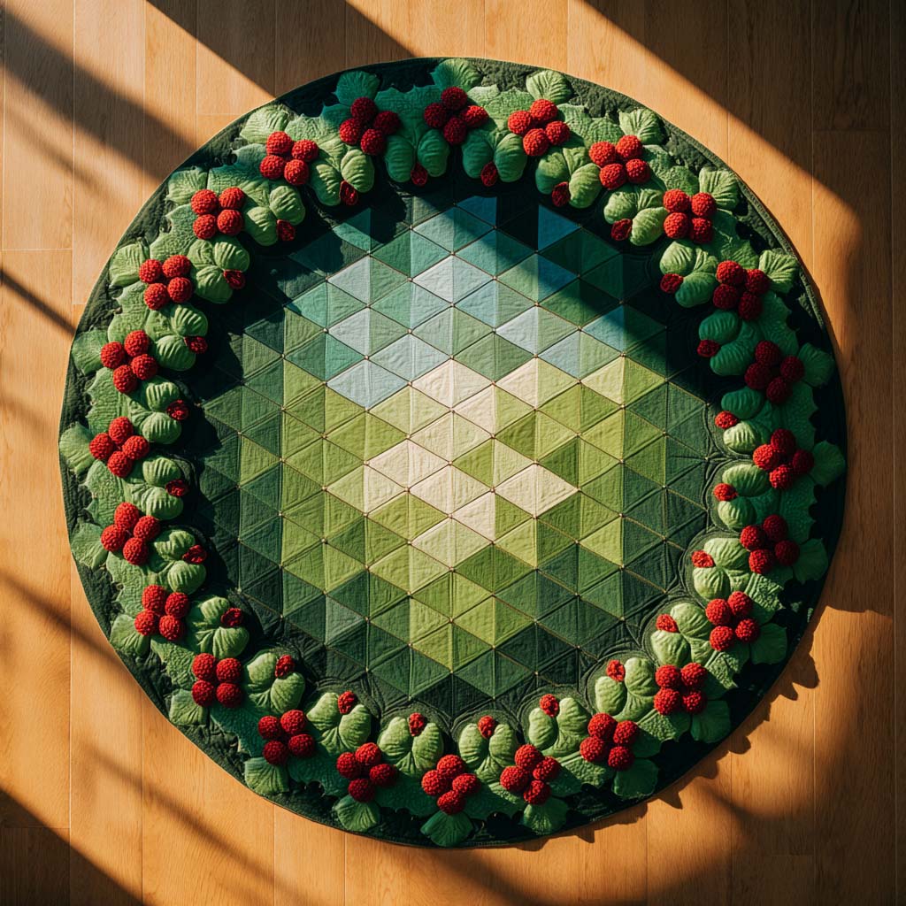 Berry Garland Quilted Round Mat NCU0XD581