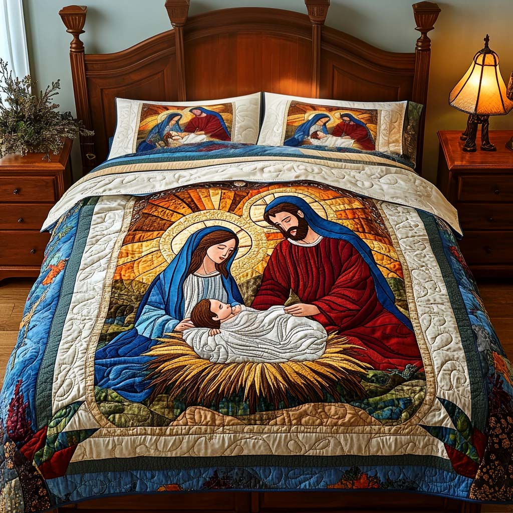 Bethlehem Light 3-Piece Quilted Bedding Set NCU0NT1567