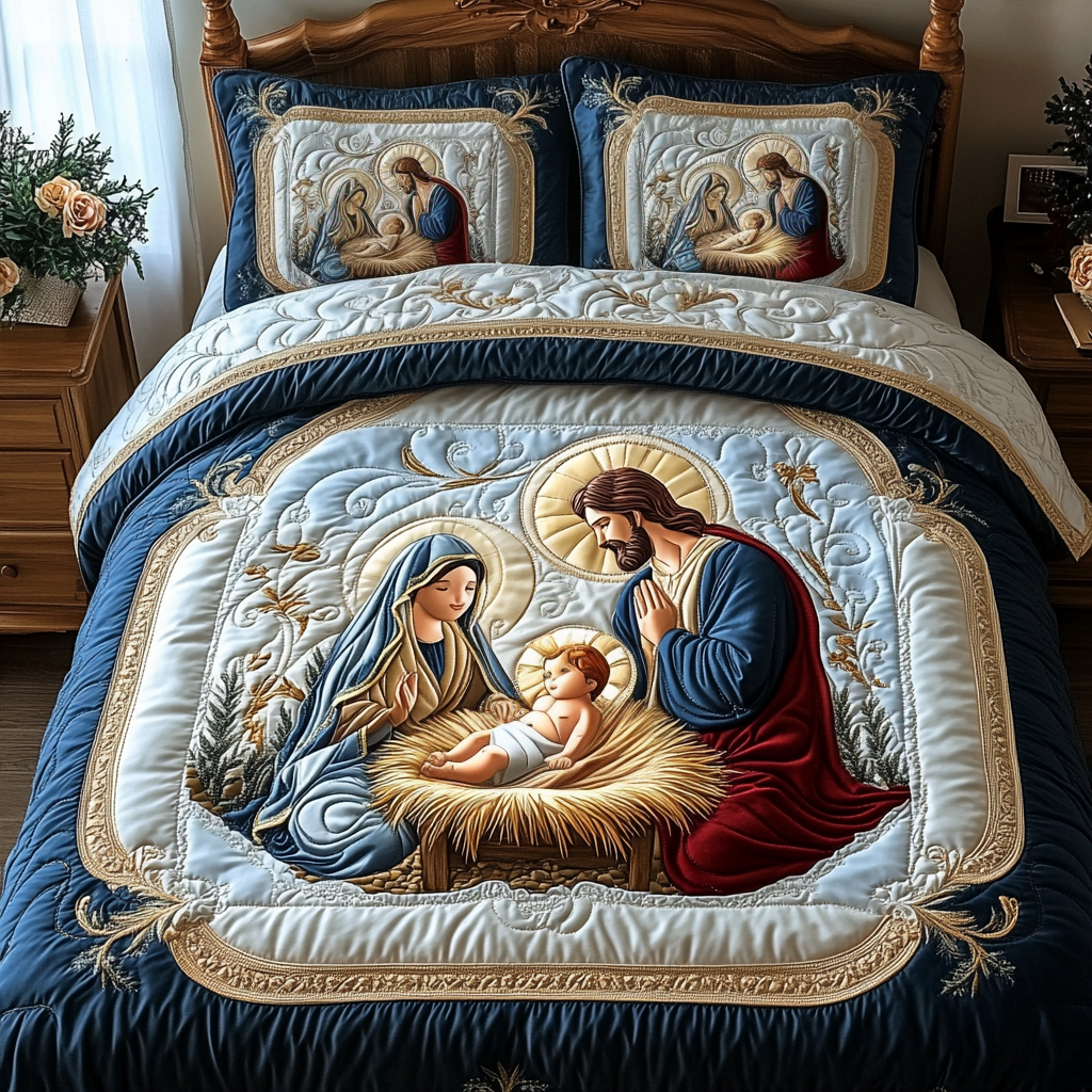 Bethlehem Light 3-Piece Quilted Bedding Set NCU0DV1804