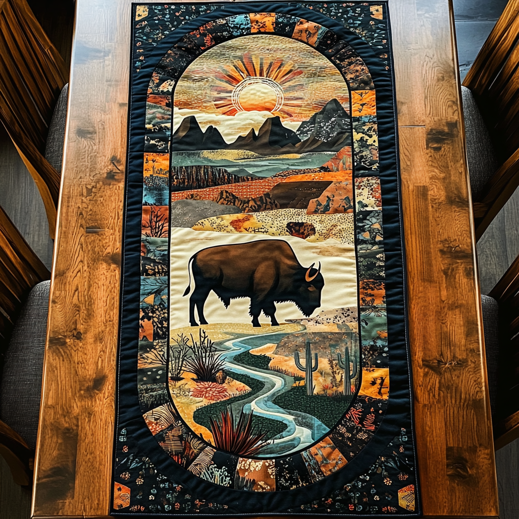 Bear Journey Quilted Table Runner NCU0DDK1451