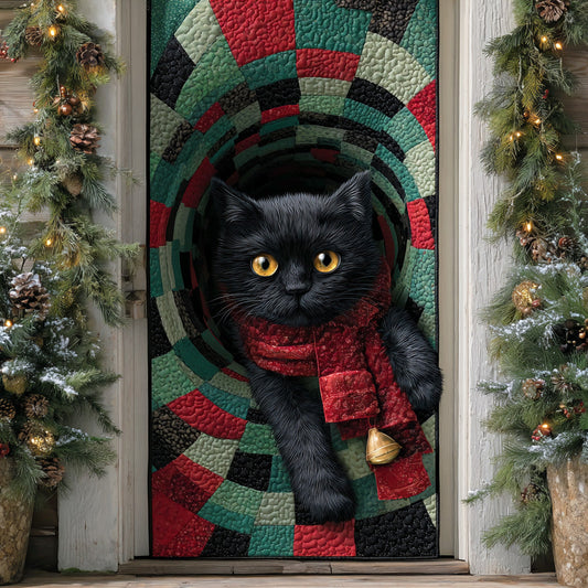 Black Cat Frosty Eve Quilted Door Cover NCU0TD1519