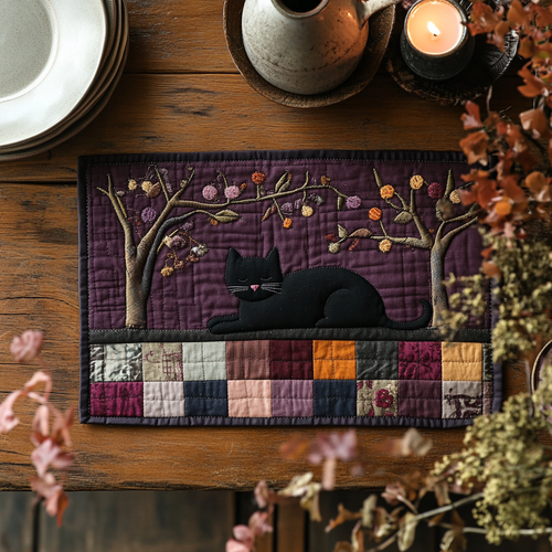 Black Cat Whisper Quilted Placemat NCU0DV5750