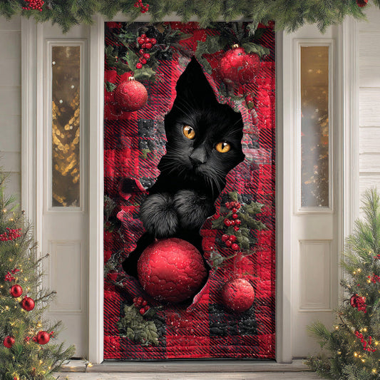 Black Cat Winter Whisper Quilted Door Cover NCU0TD1514