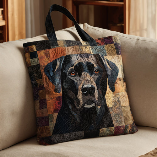 Black Lab Gaze Quilted Tote Bag NCU0HH849