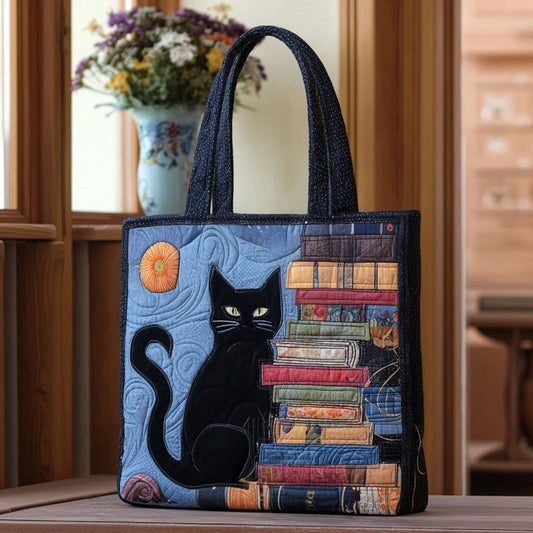 Black Velvet Paw Quilted Tote Bag NCU0PT8886