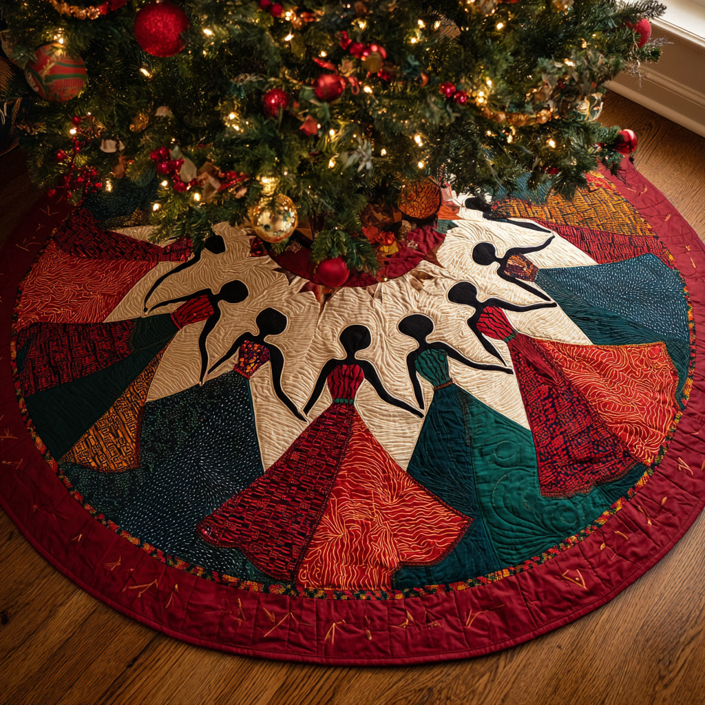 Black Women Ruby Harmony Quilted Christmas Tree Skirt NCU0HH814