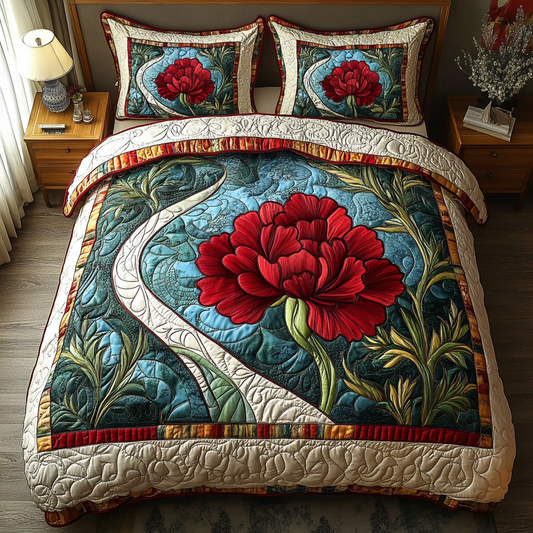 Blazing Blossoms 3-Piece Quilted Bedding Set NCU0DV5023
