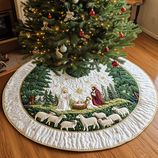 Blessed Manger Christmas Quilted Tree Skirt NCU0PT1220