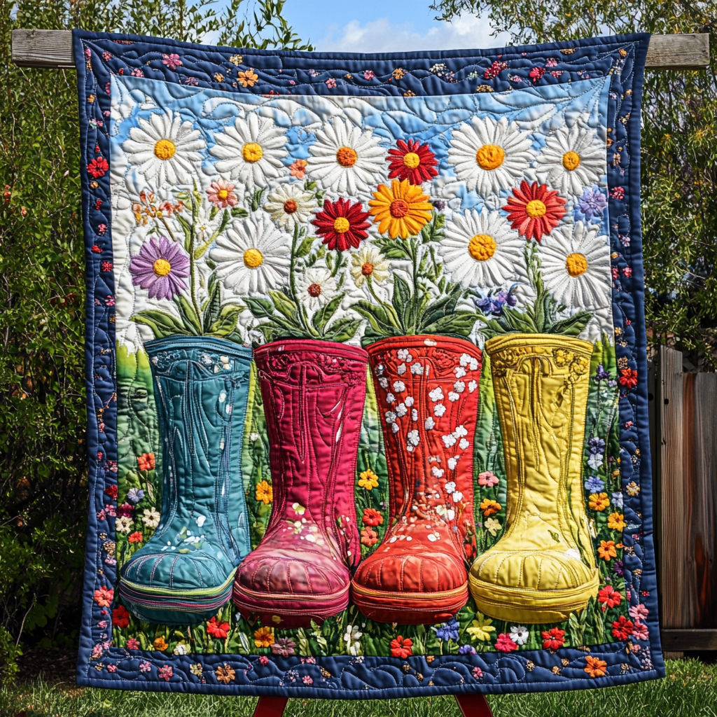 Blooms and Roosters Quilted Blanket NCU0NNT895