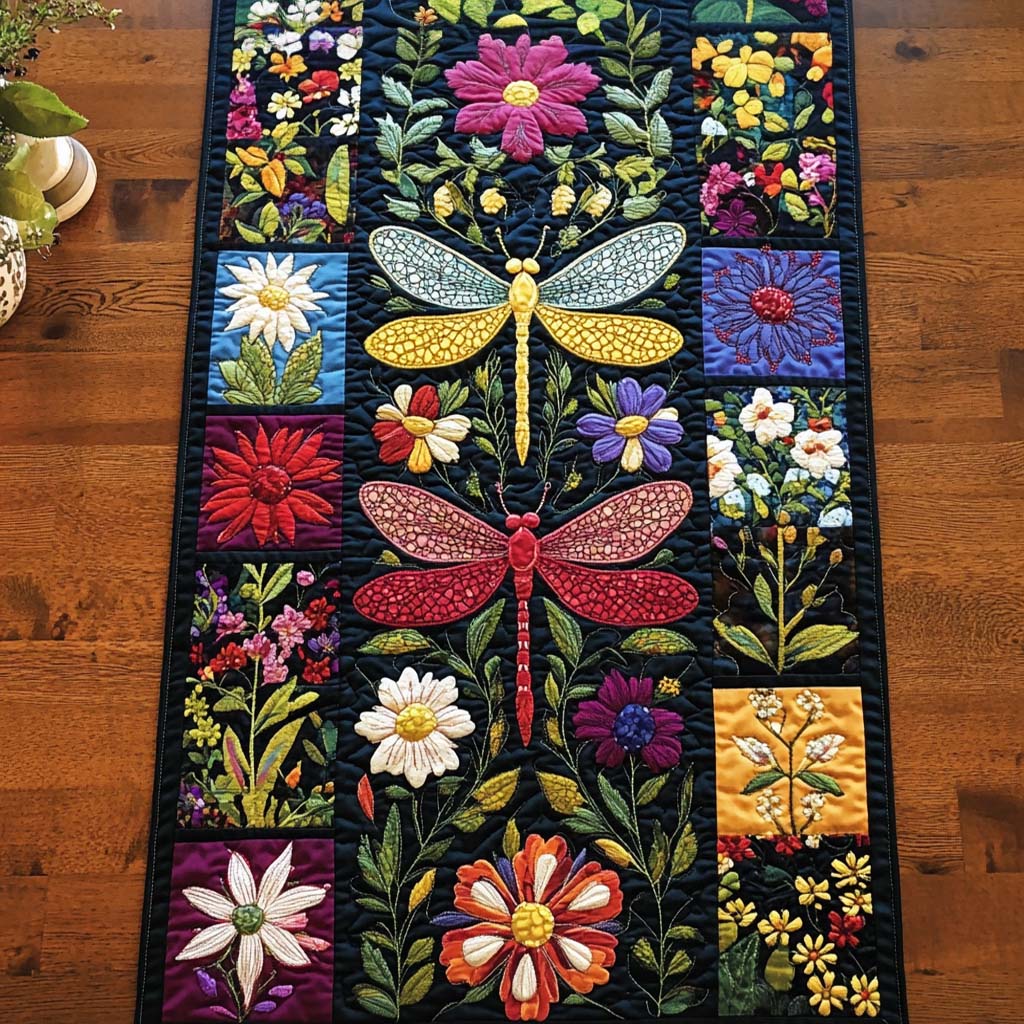 Bloom Dragonfly Quilted Table Runner NCU0NT10393