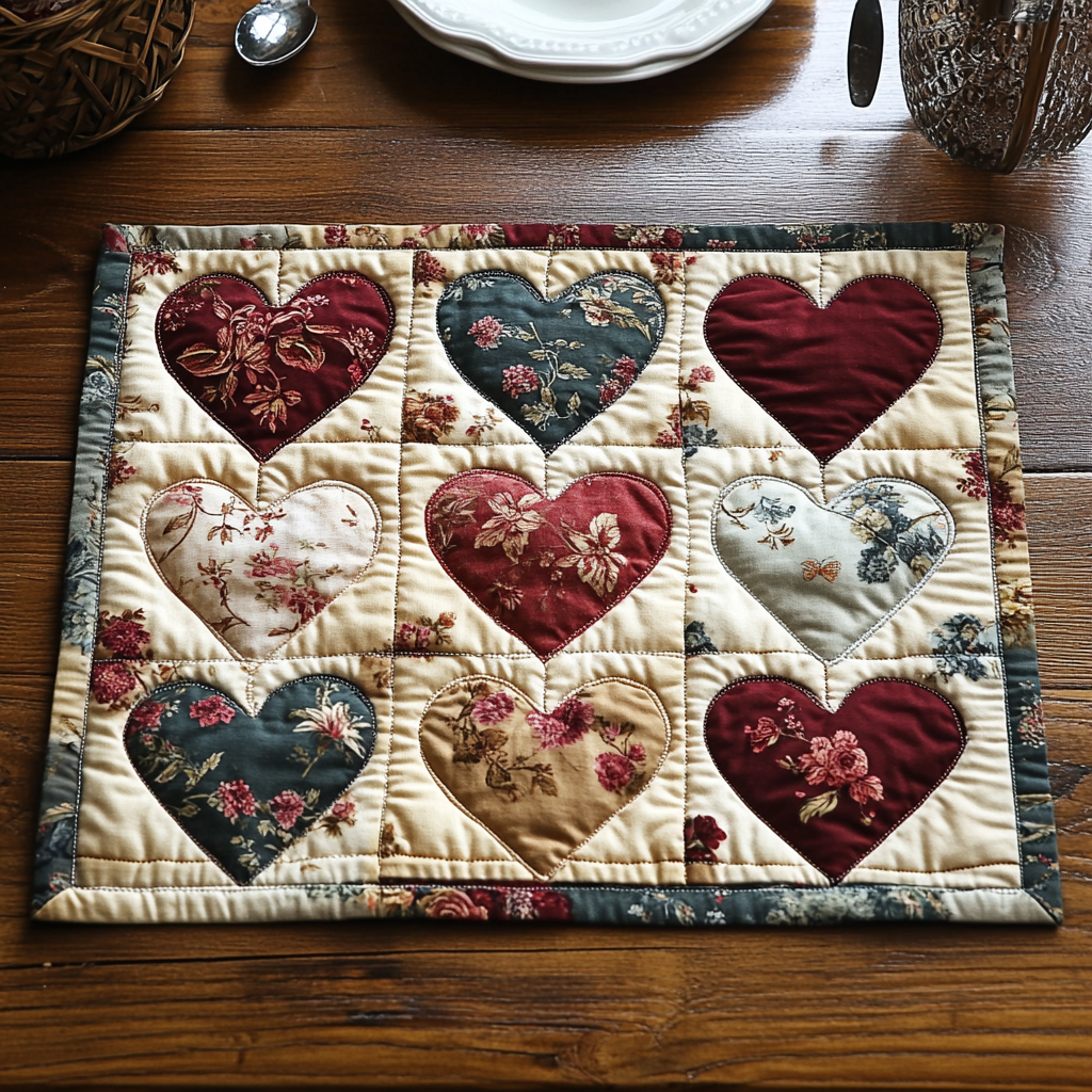 Blooming Hearts Quilted Place Mat NCU0DV2941