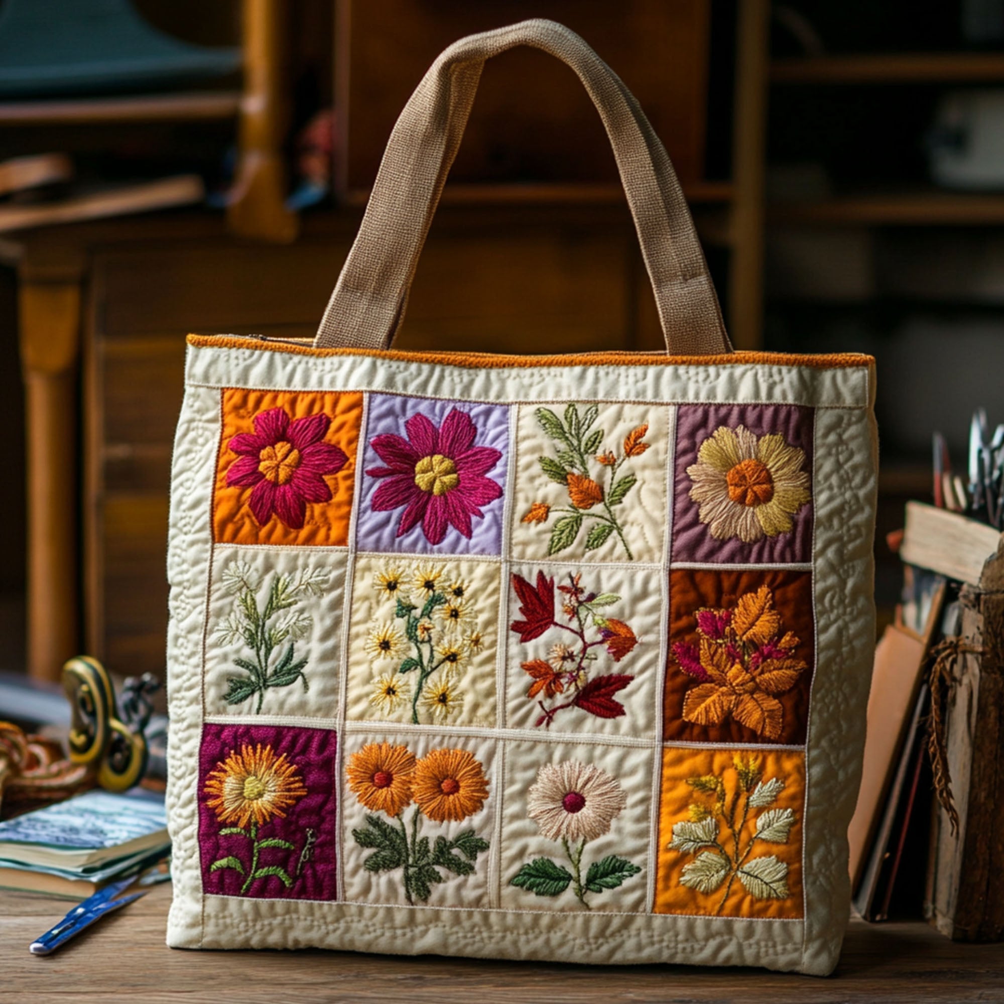 Frost and Berries Quilted Tote Bag NCU0PTT1698