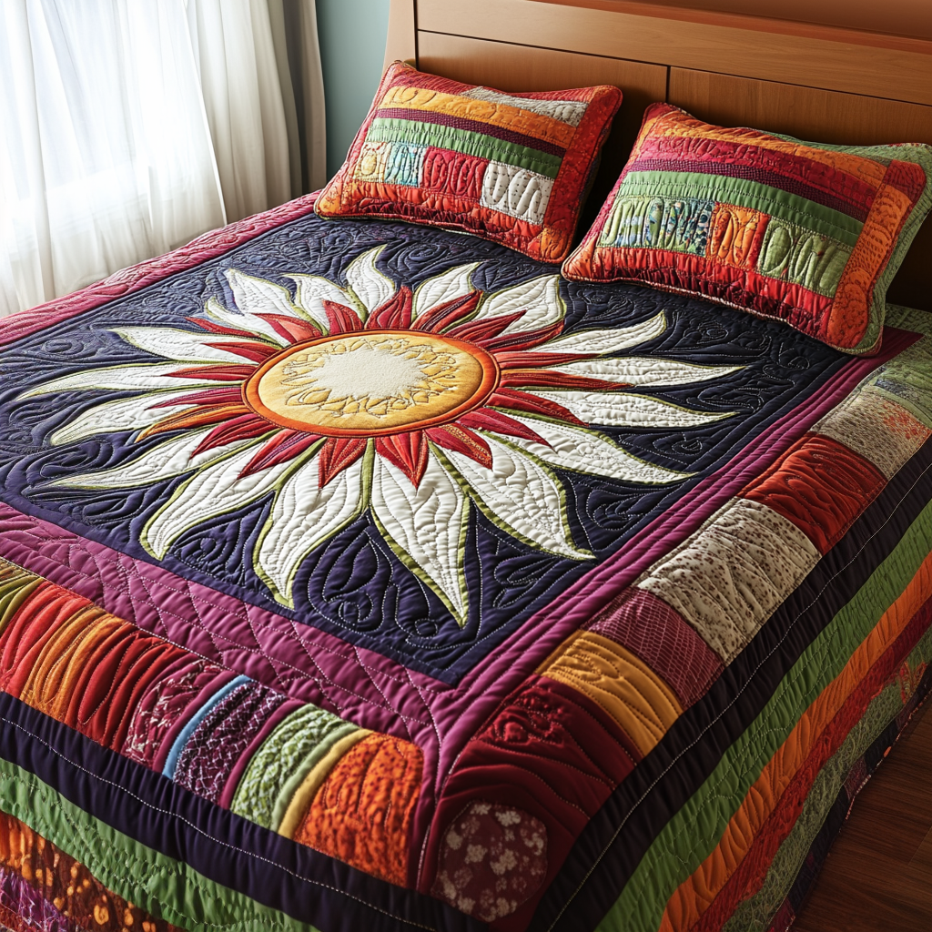 Sunflower Sunshine 3-Piece Quilted Bedding Set NCU0TH492